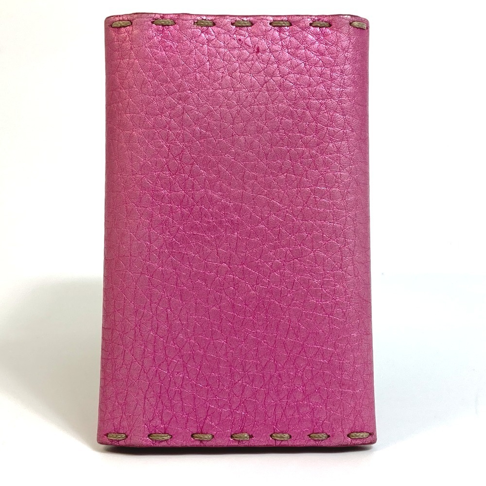 Fendi Case Pink Leather Selleria Key Ring